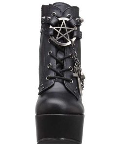 Demoniacult Skor & Stovlar Dam höga klackar | Konstlader 13 Cm Poison-101 Lolita Stovletter Goth Plata Kilklackar