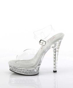 Hoga Klackar Mini Plata höga klackar | Transparent High Heels 13,5 Cm Majesty-508Sdt Strass Plata High Heels