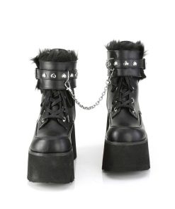 Demoniacult Skor & Stovlar Dam höga klackar | Svart Vegan 9 Cm Ashes-57 Lolita Plata Ankleboots Med Blockklack Till Kvinnor