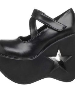 Demoniacult Skor & Stovlar Dam höga klackar | Svart 13 Cm Dynamite-03 Lolita Skor Goth Wedge Plataskor Med Kilklack