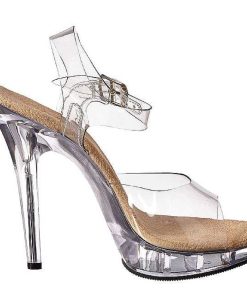 Hoga Klackar Mini Plata höga klackar | Beige Transparent 13 Cm Lip-108 Platform Hogklackade Skor