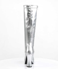 Stovlar Dam Med Plata höga klackar | Silverfargade Platastovlar 10 Cm - 70 Tal Hippie Plataboots Disco Kinky Lackstovlar