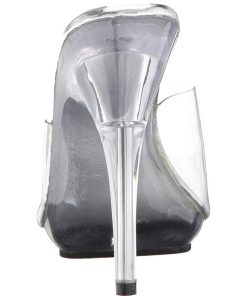 Slip In Klackar Mini Plata höga klackar | Transparent 13 Cm Fabulicious Poise-501 Dam Tofflor Med Hoga Klack