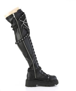 Demoniacult Skor & Stovlar Dam höga klackar | Vegan Militara Stovlar 6,5 Cm Renegade-320 Larhoga Boots Med Klack Og Spaender