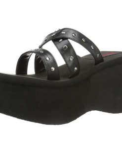 Demoniacult Skor & Stovlar Dam höga klackar | Svart 9 Cm Funn-19 Plata Goth Flip Flops Dam