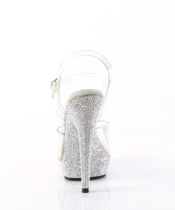 Hoga Klackar Mini Plata höga klackar | Transparent High Heels 15 Cm Sultry-608Dm Strass Plata High Heels