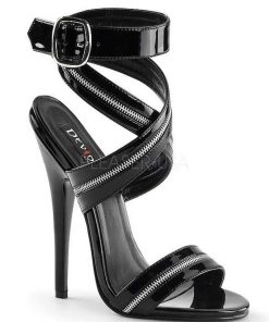 Hoga Klackar Utan Plata höga klackar | Svart Lack 15 Cm Domina-119 High Heels Sandaletter Skor