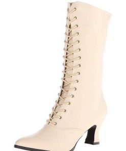 Stovletter Dam Utan Plata höga klackar | Beige 7 Cm Victorian-120 Dam Boots Med Snorning