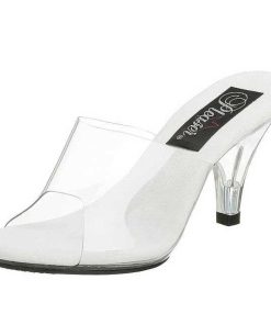 Slip In Klackar Utan Plata höga klackar | Vit Transparent 8 Cm Belle-301 Hogklackade Slipper Skor