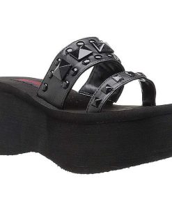 Demoniacult Skor & Stovlar Dam höga klackar | Svart 9 Cm Funn-18 Plata Goth Flip Flops Dam