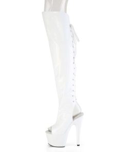 Larhoga Stovlar Med Plata höga klackar | Hologram Boots 18 Cm Adore-3019Hwr Vita Overknee Stovlar Oppen Ta Med Snorning