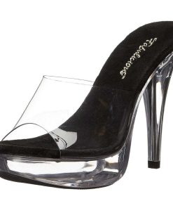 Slip In Klackar Mini Plata höga klackar | Svart Transparent 14 Cm Cocktail-501 Plata Mules Hoga Klackar