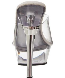 Slip In Klackar Mini Plata höga klackar | Transparent 14 Cm Pleaser Allure-601 Plata Mules Hoga Klackar