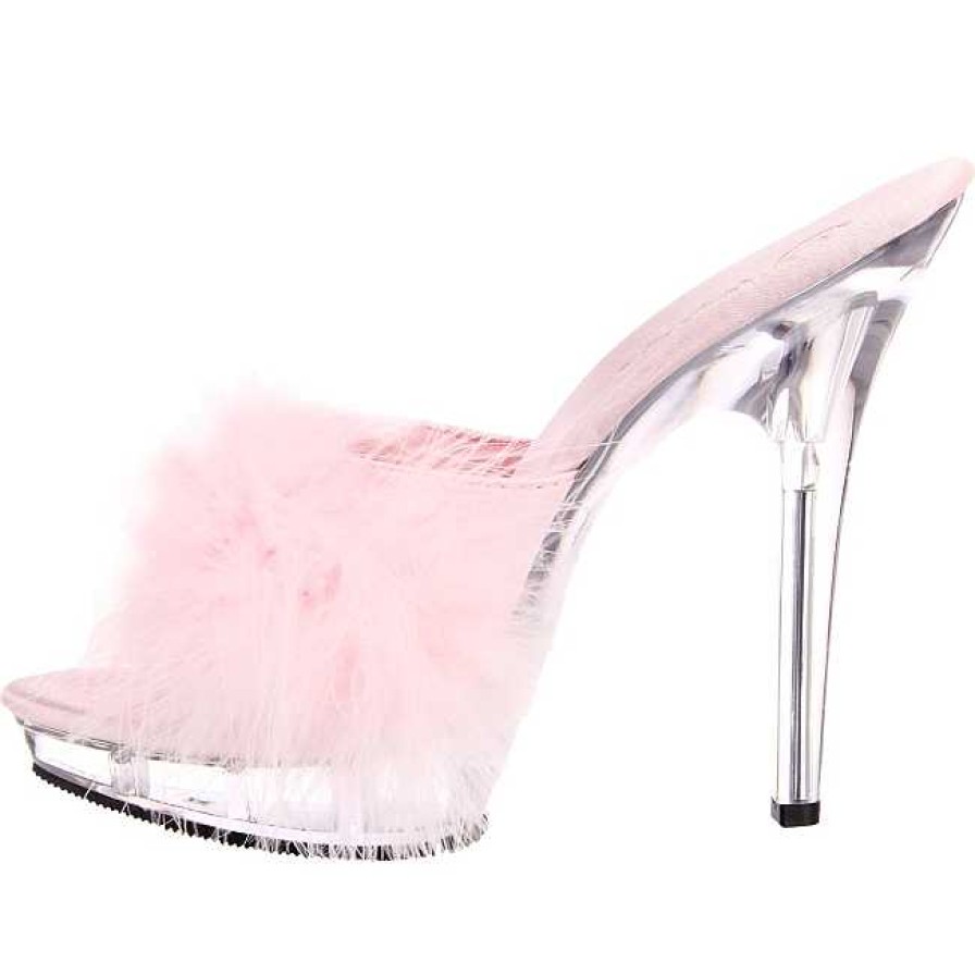 Slip In Klackar Mini Plata höga klackar | Rosa Transparent 13 Cm Fabulicious Lip-101-8 Plata Hoga Slip In Mules