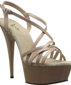 Hoga Klackar Mini Plata höga klackar | Beige 15 Cm Pleaser Delight-613 Hogklackade Sandaletter Med Plata