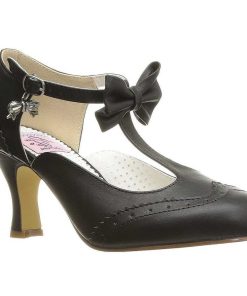 Pumps Klackar Utan Plata höga klackar | Svart 7,5 Cm Retro Vintage Flapper-11 Pinup Pumps Skor Med Lag Klack