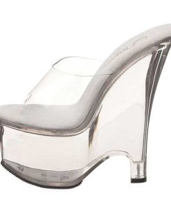 Slip In Klackar Mini Plata höga klackar | Transparent 16,5 Cm Pleaser Beau-601 Kilklackar Wedges Skor