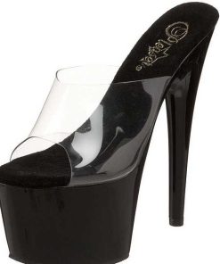 Slip In Klackar Mer Plata höga klackar | Svart Transparent 18 Cm Adore-701 Plata Hoga Slip In Mules