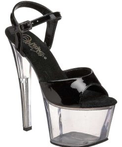 Hoga Klackar Mer Plata höga klackar | Svart Transparent 18 Cm Pleaser Sky-309 Platform Klackskor Dam