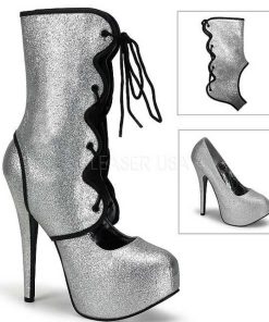 Pumps Klackar Mer Plata höga klackar | Silver Glitter 14,5 Cm Burlesque Teeze-31G Platform Pumps Skor