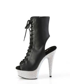 Stovletter Dam Med Plata höga klackar | Bej-1016-6 - 18 Cm Pleaser Hogklackade Boots Strass Silver