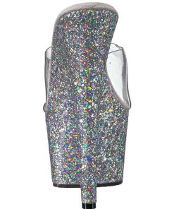 Slip In Klackar Mer Plata höga klackar | Silver 18 Cm Adore-701Lg Glitter Plata Tofflor Dam Med Klack