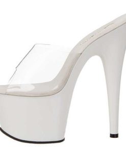 Slip In Klackar Mer Plata höga klackar | Vit Transparent 18 Cm Adore-701 Plata Hoga Slip In Mules