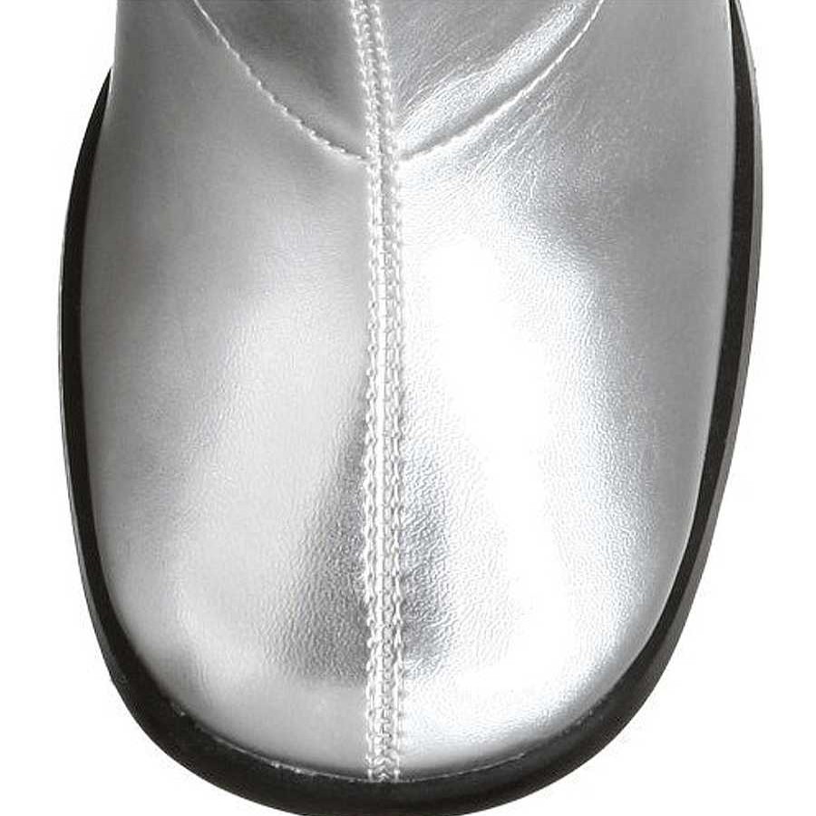 Stovlar Dam Utan Plata höga klackar | Silver Vinylstovlar Blockklack 7,5 Cm Vinyl - 70 Tal Hippie Disco Gogo Knahoga Boots