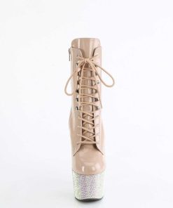 Stovletter Dam Med Plata höga klackar | Bej-1020-7 - 18 Cm Pleaser Hogklackade Boots Strass Beige