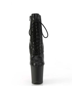 Stovletter Dam Med Plata höga klackar | Flamingo-1020Rs 20 Cm Pleaser Hogklackade Boots Strass Svart