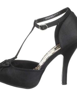 Pumps Klackar Utan Plata höga klackar | Svart Satin 12 Cm Retro Vintage Cutiepie-12 Kvinnor Pumps Med Lag Klack