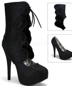 Pumps Klackar Mer Plata höga klackar | Svart Glitter 14,5 Cm Burlesque Teeze-31G Platform Pumps Skor