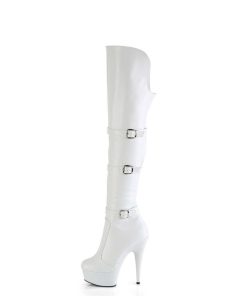 Larhoga Stovlar Med Plata höga klackar | Vegan Boots 15 Cm Delight-3018 Vita Larhoga Boots Med Klack Og Spaender