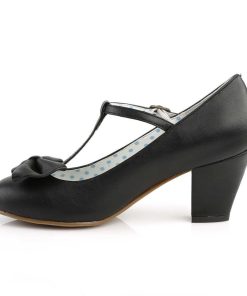 Pumps Klackar Utan Plata höga klackar | Svart 6,5 Cm Retro Vintage Wiggle-50 Pinup Pumps Skor Med Blockklack