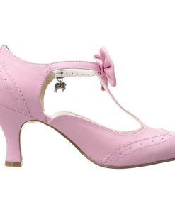 Pumps Klackar Utan Plata höga klackar | Rosa 7,5 Cm Retro Vintage Flapper-11 Pinup Pumps Skor Med Lag Klack