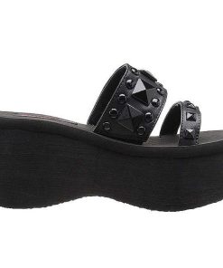 Demoniacult Skor & Stovlar Dam höga klackar | Svart 9 Cm Funn-18 Plata Goth Flip Flops Dam