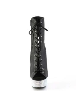 Stovletter Dam Med Plata höga klackar | Bej-1016-6 - 18 Cm Pleaser Hogklackade Boots Strass Silver