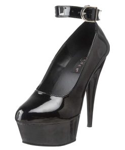 Pumps Klackar Mer Plata höga klackar | Svart Lack 15 Cm Delight-686 Damskor Med Hog Klack