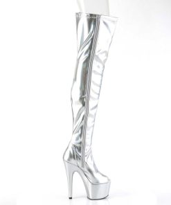 Larhoga Stovlar Med Plata höga klackar | Silver 18 Cm Adore-3011Hwr Hologram Overknee Stovlar Oppen Ta