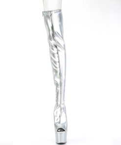 Larhoga Stovlar Med Plata höga klackar | Silver 18 Cm Adore-3011Hwr Hologram Overknee Stovlar Oppen Ta