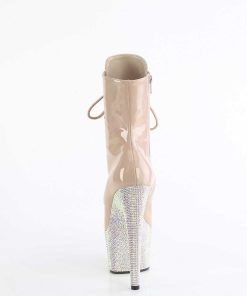 Stovletter Dam Med Plata höga klackar | Bej-1020-7 - 18 Cm Pleaser Hogklackade Boots Strass Beige