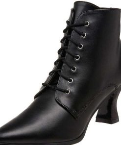 Stovletter Dam Utan Plata höga klackar | Svart 7 Cm Victorian-35 Dam Boots Med Snorning