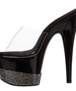 Slip In Klackar Mer Plata höga klackar | Svart Strass 18 Cm Pleaser Adore-701-3 Plata Mules Hoga Klackar