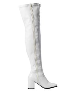 Larhoga Stovlar Utan Plata höga klackar | Vita Larhoga Vinylstovlar 7,5 Cm Vinyl - 70 Tal Hippie Disco Gogo Larhoga Boots