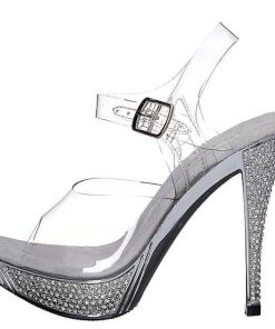 Hoga Klackar Mini Plata höga klackar | Silver Strass 12 Cm Elegant-408 Plata Hogklackade Sandaler Skor