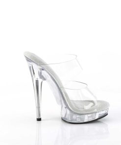 Slip In Klackar Mini Plata höga klackar | Vinyl 15 Cm Sultry-602 Transparenta Hogklackade Mules