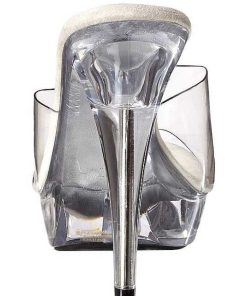 Slip In Klackar Mini Plata höga klackar | Transparent 14 Cm Cocktail-501 Plata Hoga Slip In Mules