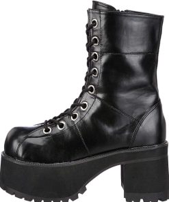 Demoniacult Skor & Stovlar Dam höga klackar | Vegan 9,5 Cm Ranger-301 Demoniacult Alternativa Plataboots Svart