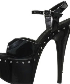 Hoga Klackar Mer Plata höga klackar | Svart 18 Cm Pleaser Adore-709Ls Platasandaletter Med Stenar