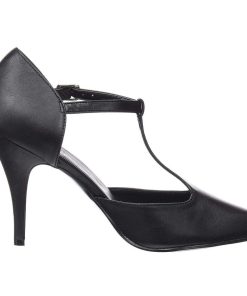 Pumps Klackar Utan Plata höga klackar | Vegan 10 Cm Vanity-415 T-Strap Pumps Med Hoga Klackar Svart